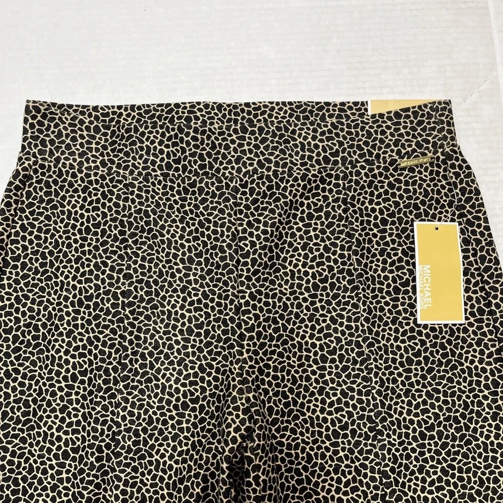 Michael Kors Pants Womens M Brown Print Pull On Flare Split Leg High Rise Casual